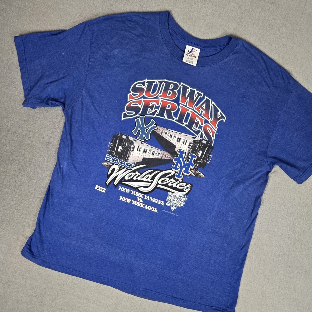 VTG 2000 Subway Series T-Shirt Mens XL World Series Yankees Mets Logo Athletic
